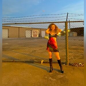 Colorful printed, mini dress